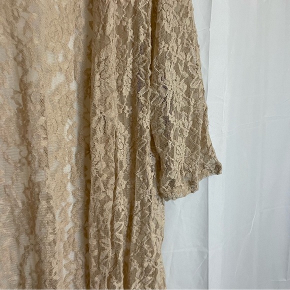 DOUBLE TAKE Women’s Tan Nude Lacy Sheer Kimono Cardigan Robe One Size - Picture 7 of 13